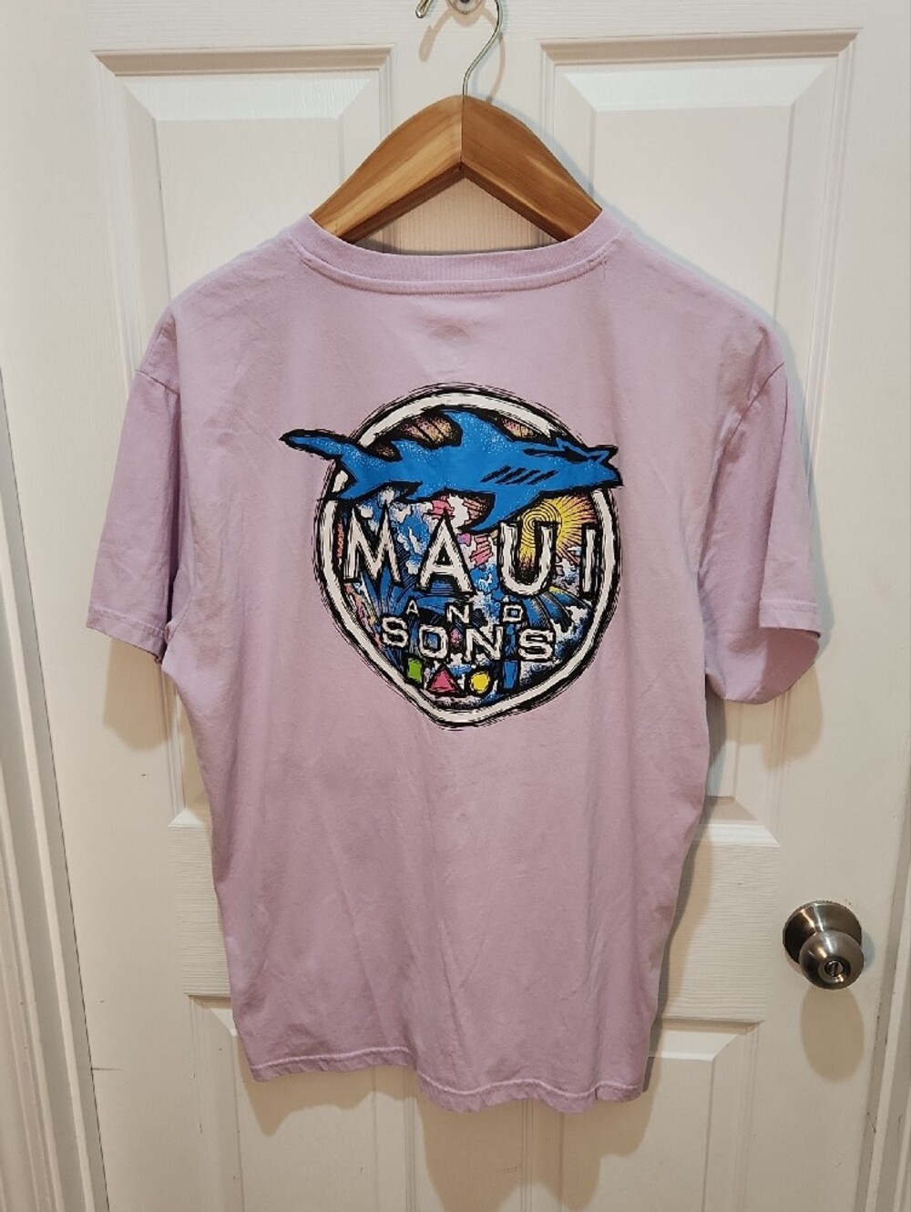 Maui and Sons Lilac Short Sleeve Tee with Black Chest Logo